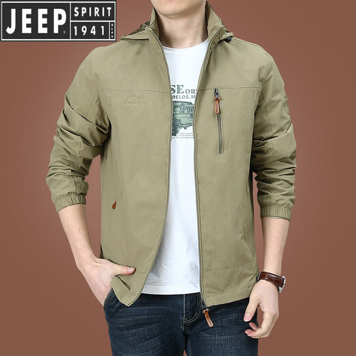 Jeep Spirit Neue Jacke für Männer Frühlings- und Herbst Männer Outdoor Amerikaner Windschutz Wasserdurchdringliche Windbreaker Männer Herumn Wear Sport Khaki 9898 Modell plus Velvet 3xl