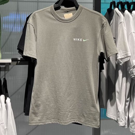 
NIKE Nike Men's Short Sleeve Summer New JUST DOIT Breathable Cotton Half Sleeve Sports and Casual Round Neck T-shirt HF6172-053 Gray XL