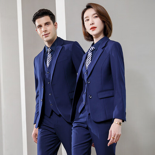 Purple charm autumn and winter business suits for men and women 4S shop formal wear property work clothes high-end sales department suits temperament workwear navy blue (single-piece women's suit) M