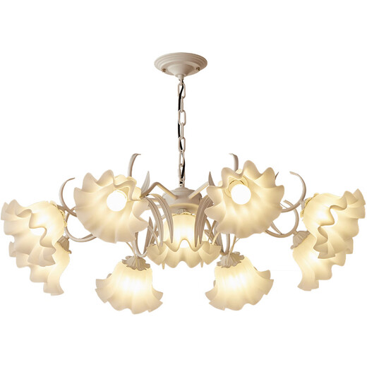 
XMSJ French pastoral living room chandeliers creative internet celebrity lily of the valley flower lamp American country retro lamp restaurant bedroom lamp YL6627 green three-head disc 35CM warm light