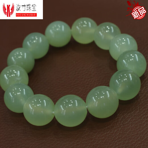 ZBJP玉石手串岫玉手链单圈花玉手链岫岩玉花料手串念珠男女款 687