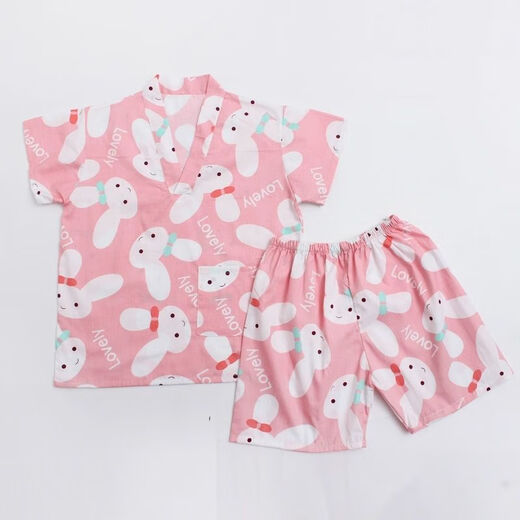 Shantou Lincun steaming suit for children 3 to 6 years old, baby and children's steaming suit, cotton bathing suit for boys and girls, cartoon pajamas, home clothes, bear wearing overalls XS