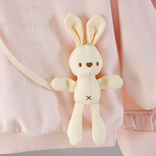 G.DUCKKIDS小黄鸭女宝宝秋装女童套装一岁婴儿衣服小女孩春秋休闲卫衣两件套 粉红色l两件套 100 尺码2~3岁【 90-100cm】