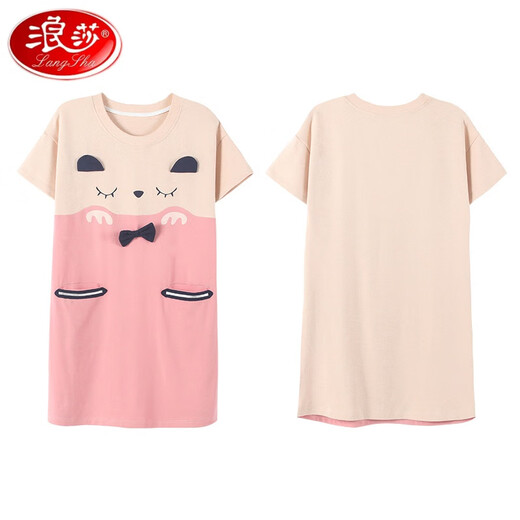 Langsha Nightgown haut de gamme pour les femmes 2025 Nouveau coton pur à manches courtes Version coréenne douce et mignonne Pyjamas Pyjamas Vêtements à domicile ZD-6624 M [Suggérer du poids 80-100 Jin [Jin est égal à 0,5 kg]]]