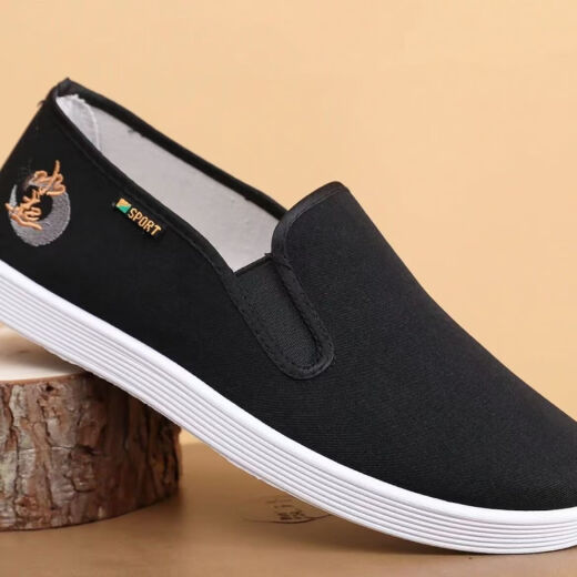 [Fengshengshui] Viejos zapatos de tela de Beijing zapatos casuales de verano para hombres, cómodos y transpirables zapatos de trabajo suave y transpirable, negro -fengshengshui 39