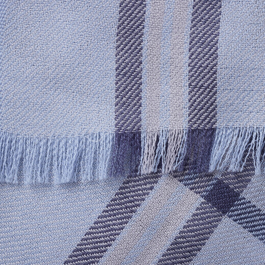 ERDOS early spring worsted cashmere plaid business casual men's shawl, linen blue 180cmX60cm