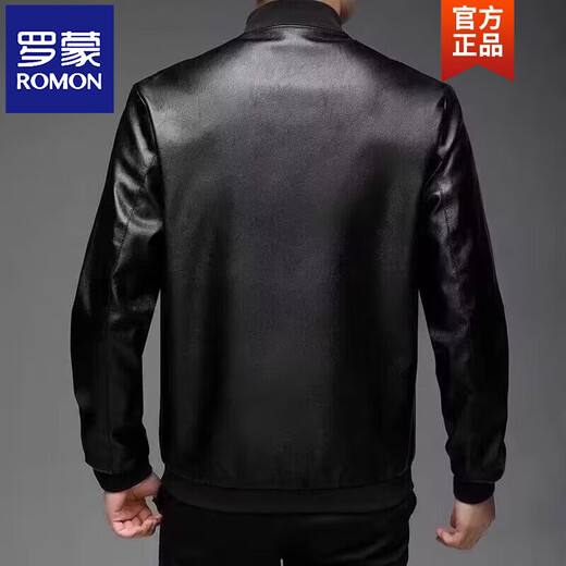 ROMON Men's Priority Baseball Collar Leather Jacket Men's Autumn New Trendy Versatile Handsome Motorcycle Pu Leather Jacket Men's 817 Black Recommended 85-100 Jin Jin equals 0.5 kg M