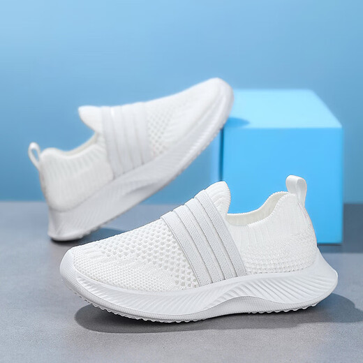 
Children's sneakers spring and summer boy wear-resistant, anti-collision-resistant, lightweight and breathable, one foot pedal for girls outdoor campus casual shoes 677 all white [Summer single network] 32 inner length 20.6/foot length 19.6
