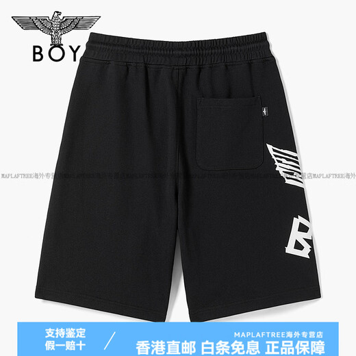 
BOY LONDON Spring Men and Women Same Knitted Shorts Big Eagle Side Offset Printed Straight Pants N14983 Black XS