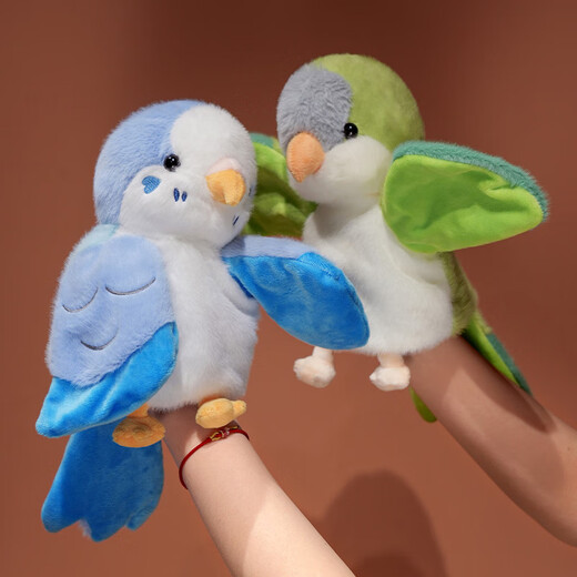 Youyu funny interactive comfort bird hand doll toy doll glove doll ventriloqu funny parrot plush toy doll white body green head-monk