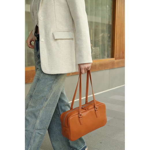Mospoke Light Luxury Brand Genuine Leather Bag Bags Women's Bolse Retro Axx Bag Bag Bolle Bag Bag Nicho de vaca Crossbody Bag 878 Angora Ancho rojo 33*Altura 18*Gros de espesor 10 cm