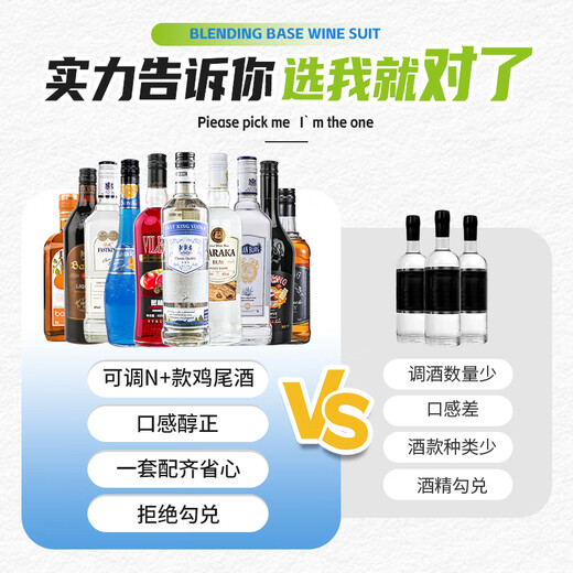 百瑞卡洋酒调酒套装基酒威士忌伏特加朗姆酒金酒蓝橙力娇酒 【8款调酒基酒】+调酒工具