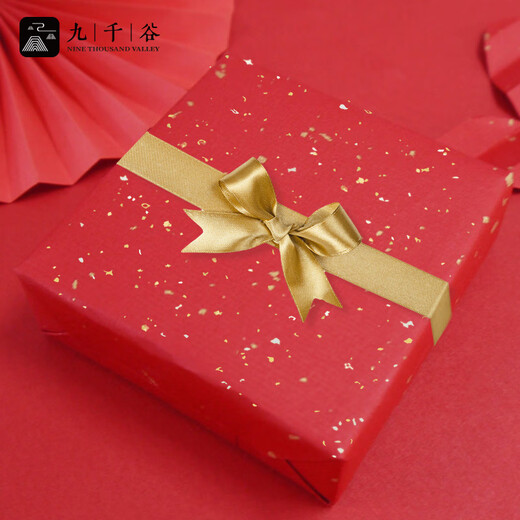 Jiuqiangu gift wrapping paper Chinese Valentine's Day gift paper red gold sprinkled paper wedding gift wrapping paper with ribbon 3445
