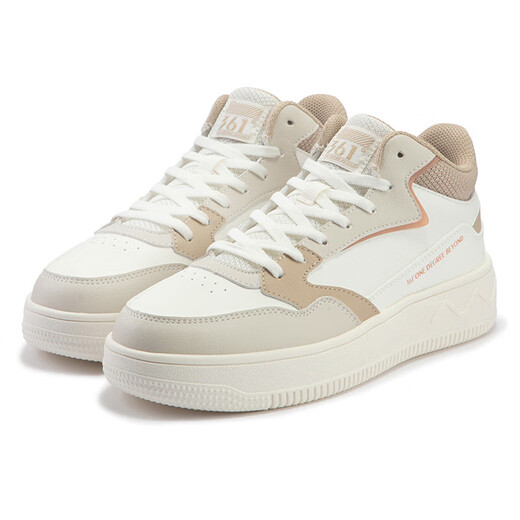 361 degree casual shoes for women, comfortable and versatile height-enhancing breathable lightweight sports shoes for women, casual shoes for women, feather white/apricot brown [6627-2] 37