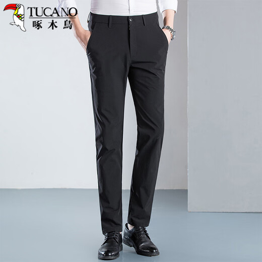 
Woodpecker (TUCANO) casual pants for men summer business fashion versatile breathable suit pants slim long pants men's clothing black 32