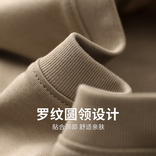 与狼共舞【含桑蚕丝】刺绣短袖T恤2025夏季新款印花亲肤圆领休闲上衣6037 卡其701 XL (180)
