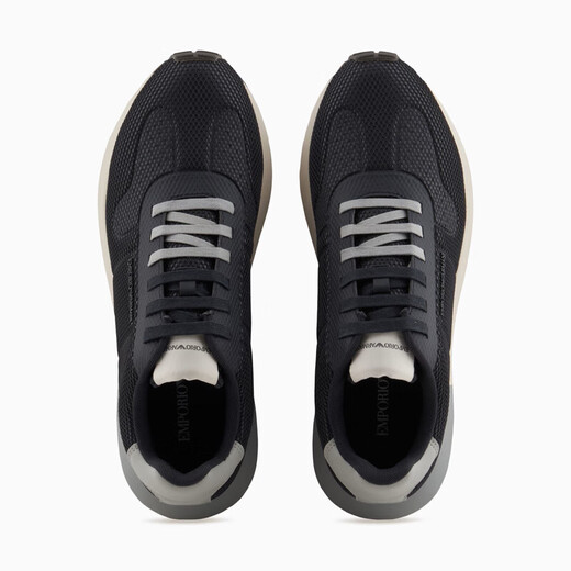 ARMANI NEUER MEN DICKEN SOLE MESH SNEAKERS EA Brand Logo Schnüre-up-Low-Top-Casos-Schuhe Mode große Namen Herrenschuhe Navy X4x684 (U555) Größe 40.5