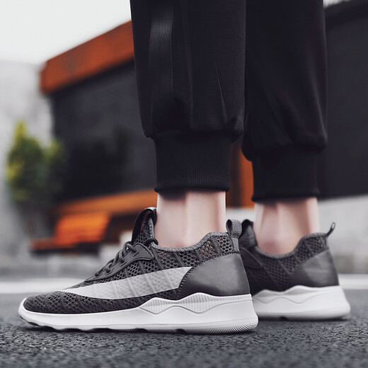 Nanjiren (Nanjiren) sports and casual shoes for men, Korean style trend, running mesh, breathable, travel, classic and lightweight 0028 gray, size 38