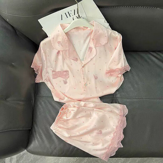 Gtyuwvg Pajamas de manga corta de verano para mujeres Celebridades de Internet de alto valor puro y lindos 2025 Conjunto de ropa casera nueva YX-9214 L 98-115Jin [Jin equivale a 0.5 kg]