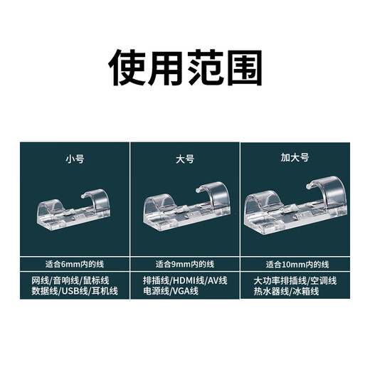 Liantuo Self-adhesive fixed wire clamp buckle 10mm snap wire clip wire clip wire handle wire winder solid wire nail with fixed seat cable strap Transparent 32 pieces C200C