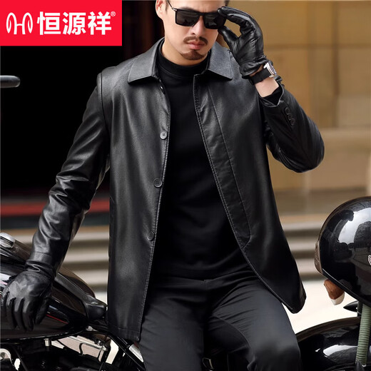 Hengyuanxiang high-end leather jacket for middle-aged men spring and autumn new men's business casual pu leather jacket mid-length windbreaker dad wear black style 9907 side pocket plus velvet XL 180 (150-165Jin Jin is equal to about 0.5 kg)