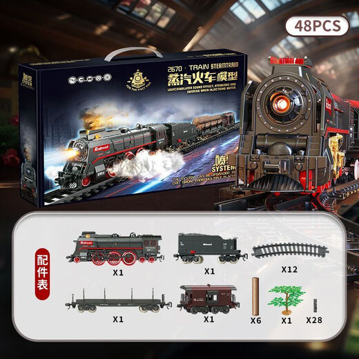 Fenming Children's Electric Trail Track Toys Simulation Retro Dampf Train Internet Promi 3-6 Jahre 5 Jahre 1. Juni Geschenk Retro-Dampfzug [625] wiederaufladbare Lithium-Batterieversion