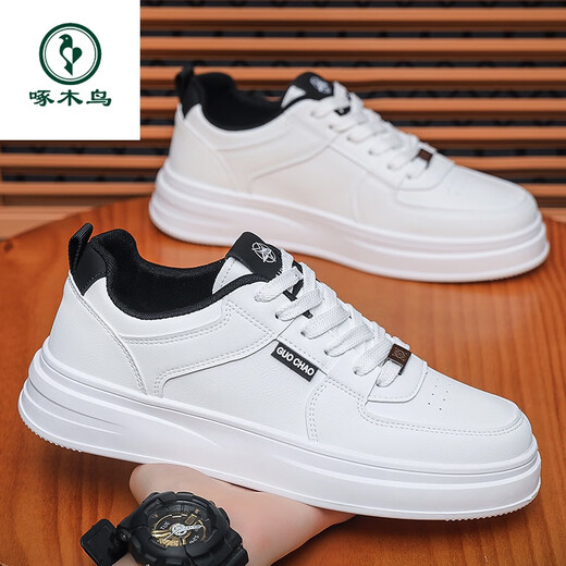 Specht 2025 Neue Herbst White Shoes Herren Atmungsschuhe Männer koreanischer Stil Schüler Vielseitige Sport- und Freizeitbrettschuhe weiß grau 16813 39 Standardcode