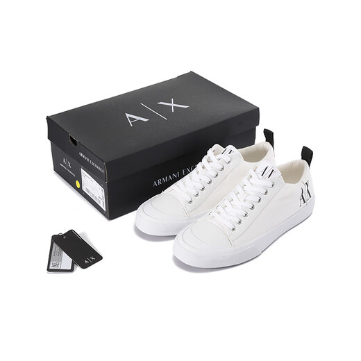 Armani (Armani) Axe 25 Printemps et été nouveaux produits de nouveaux produits pour hommes et semelles épaisses à lacets de baskets décontractées xux140 xv591 T684 White Logo Offset Printing 44