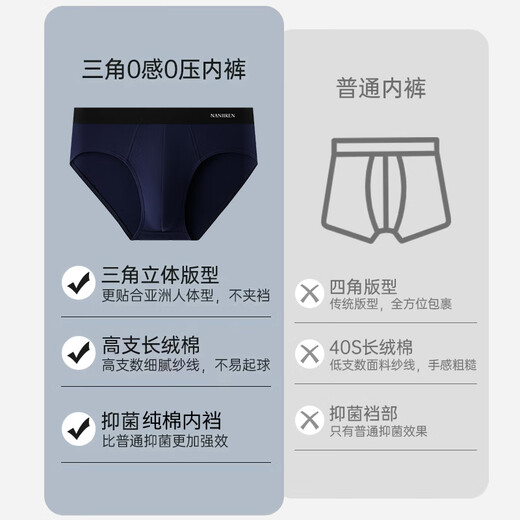 
Nanjiren men's briefs men's pure cotton comfortable and breathable 10A antibacterial large size shorts men's shorts 4 sets of triangle mixed colors 4 XL [Suggested 120Jin [Jin equals 0.5 kg]-140Jin [Jin equals 0.5 kg]]