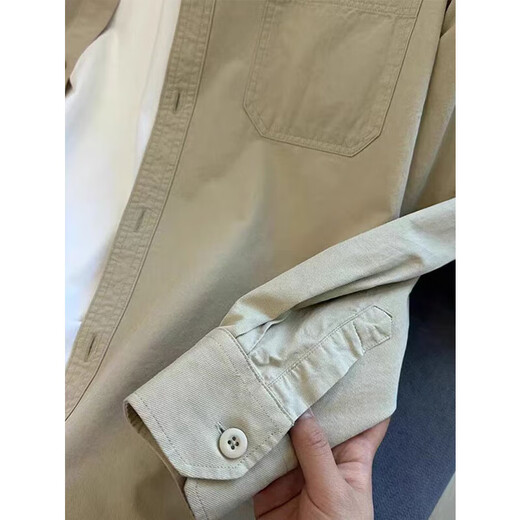 Poum Khaki Shirt Herren-langärmelige japanische lässige Cityboy-Hemdjacke Herren Herbst neue vielseitige Kleidung Khaki L.