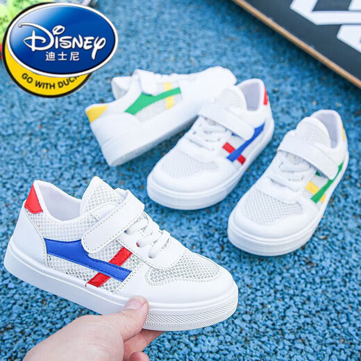迪士尼（Disney）男女童透气网鞋2024新款夏季百搭小白鞋儿童板鞋网眼运动鞋学生鞋 719蓝色网面 32 内长19厘米