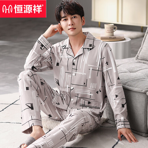 Hengyuanxiang pijamas para hombres mangas largas de algodón de primavera y otoño 2025 nuevo casual más grasa talla grande para ropa al aire libre