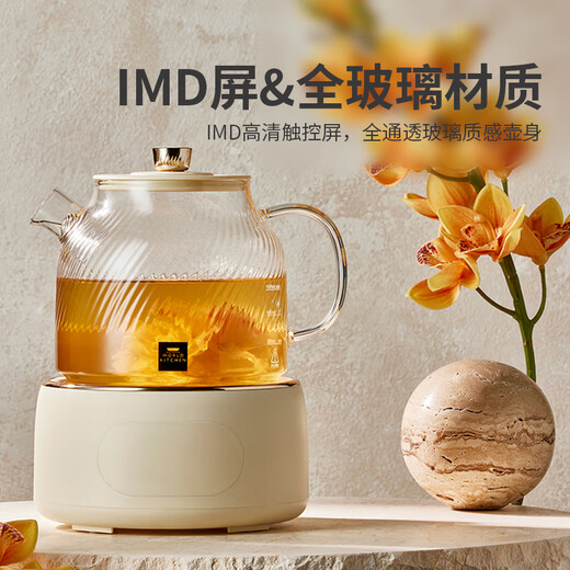 World KitchenCorning health pot, all-glass thermostatic kettle, tea kettle, 1L office thermos kettle, home flower tea kettle, kettle, electric kettle, kettle, gift, personal use, standard model, 24-hour appointment丨automatic heat preservation 1L