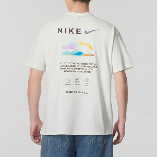 耐克（NIKE）短袖T恤男士夏季BEACH PARTY运动服纯色小LOGO字母印花圆领上衣 纯棉HF6172-133白色 L 推荐130-150斤