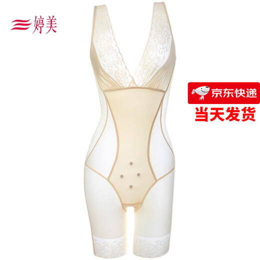 婷美 GRACEWELL婷美塑身内衣女夏季收腹束腰塑形紧身无痕产后体雕后脱开裆开档带 肤色(平角后脱款) 3XL(建议156175斤) 均码