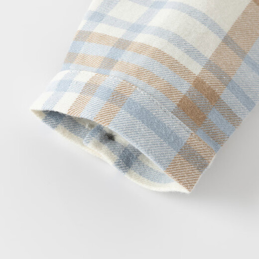 DAVE&BELLA children's new shirt, college style boy's shirt, children's clothes, baby boy's spring cotton plaid top, blue plaid, in stock, 130 cm (recommended height 120-130cm)