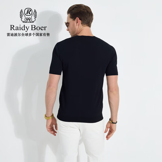 
Raidy Boer/Reddy Boer [Knitted Elastic] Spring 2025 Laser Sequin Men's Short Sleeve T-Shirt 7018 Black M /170/48