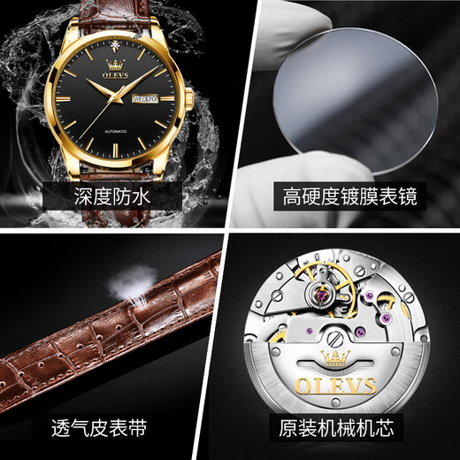 
OLEVS (OLEVS) Top 10 Swiss certified watches for women fully automatic mechanical watches for simple temperament for women watches for wife gifts [upgraded version] 6629 men-brown leather black face