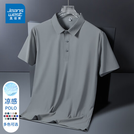 真维斯（JEANSWEST）王一博代言冰丝无痕POLO衫上衣男夏季薄款透气短袖吸湿排汗体恤衫 BYBL-12358藏青 L