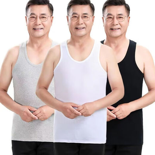 Ältere und ältere Männer reine Baumwolle lose Hürde ältere Sommer-Sommer-Sweatshirt-Vater trägt die Hemdbasis des alten Mannes Cotton White 3xL [155-175jin [Jin ist gleich 0,5 kg]]