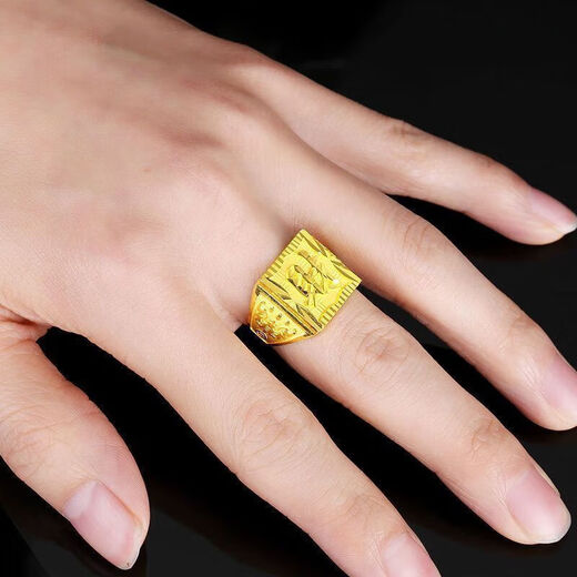 AYD old phoenix gold store model gold-plated silver wealth ring men's gold 999 pure gold pure silver living mouth ring real gold not wealth ring + certificate gift box living mouth can be adjusted