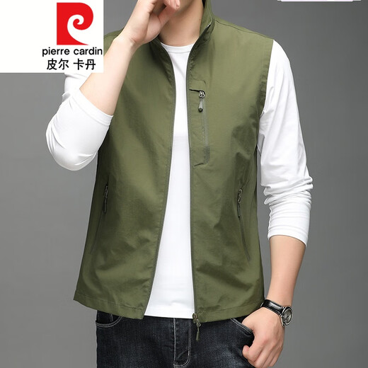 皮尔卡丹（pierre cardin）春秋季新款薄款马甲男休闲坎肩户外工装背心中年马夹外套针 686蓝色 2XL