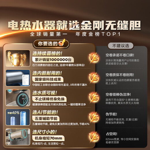 Haier (Haier) national subsidy 20% electric water heater 60 liters PD3 King Kong seamless bladder lifetime no need to replace magnesium rod first level energy efficiency energy saving water storage type large water volume household OCC