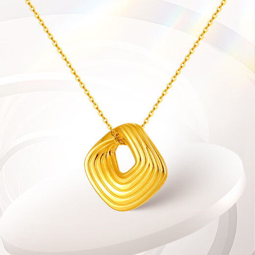 Chiba Jewelry 18K gold diamond double-sided 3D pendant Mobius simple fangyuan new holiday birthday gift for women