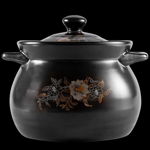 Yonghuan Casserole Eintopftopf Haushalt Haushaltsgas-Topf-Topf Keramik Topf Erde Auflauf hohe temperaturresistente chinesische Medizin Suppe Topf Ton Topf Ton Topf Doppelfarbe Blume 3-5 Menschen verbrannt und ersetzt 3892 ml