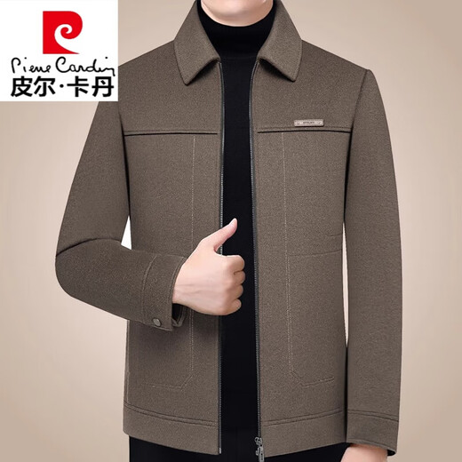 Pierre cardin autumn and winter new men's clothing removable inner liner middle-aged men's jacket double-sided wool wool jacket knitted brown XL 180 (135-150Jin [Jin equals 0.5 kg])