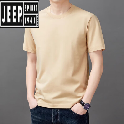 Jeep (Jeep) Футболка с короткими рукавами для чистого хлопка для мужчин Summer Thin Fashion Simple Solid Color Top Top Casual Fort для мужчин T 9929 Black M 165 [90-110JIN [JIN равно 0,5 кг]]]