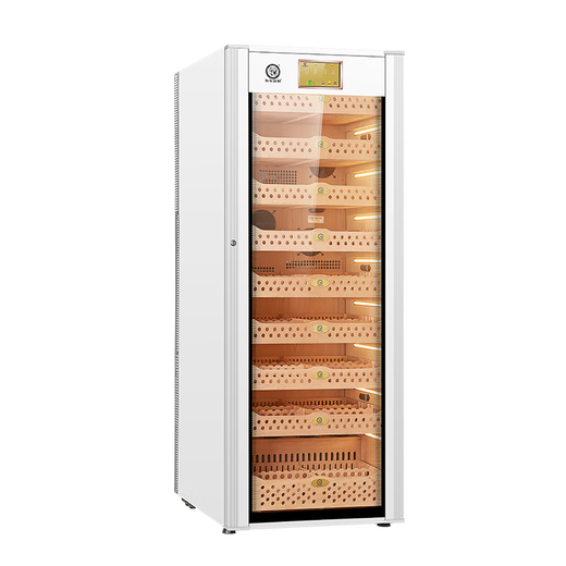 Bulldog cigar cabinet, constant temperature and humidity control, cedar wood compressor, cigar humidifier, red wine cabinet, dual-purpose ammonia removal, WiFi energy-saving, frequency conversion fingerprint lock, large capacity VC528, fourth generation VC528 white + 1.79 meters high, key lock