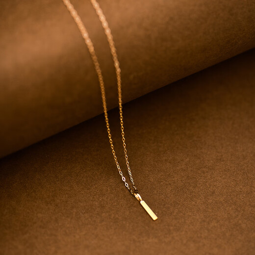 Shiyi high-end Korean popular Korean 14K gold necklace women's simple fashion strip glossy pendant clavicle chain set chain pendant