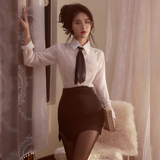 情感趣味睡衣情趣秘书制服火辣器情纯欲丝袜套装诱惑性感暴露女装 秘书+693睡裙 开档袜+黑丝袜 均码80-120斤